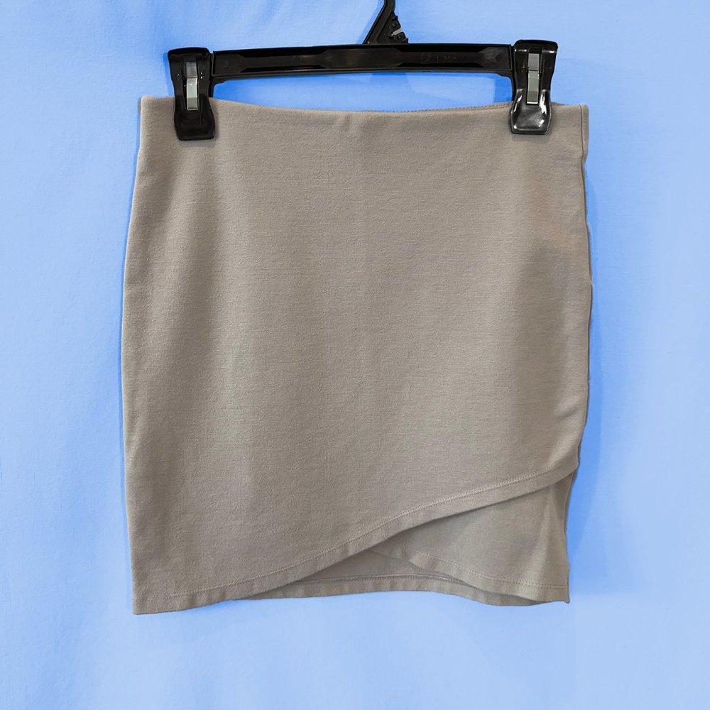 Aritzia Talula Beige Primrose Faux-Wrap Mini Skirt